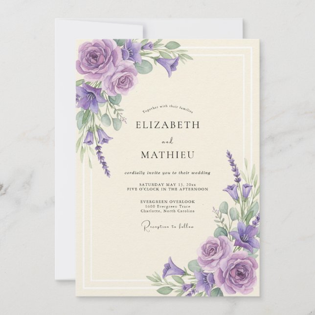 Invitación Boda con Hojas de Orquídea (Anverso)
