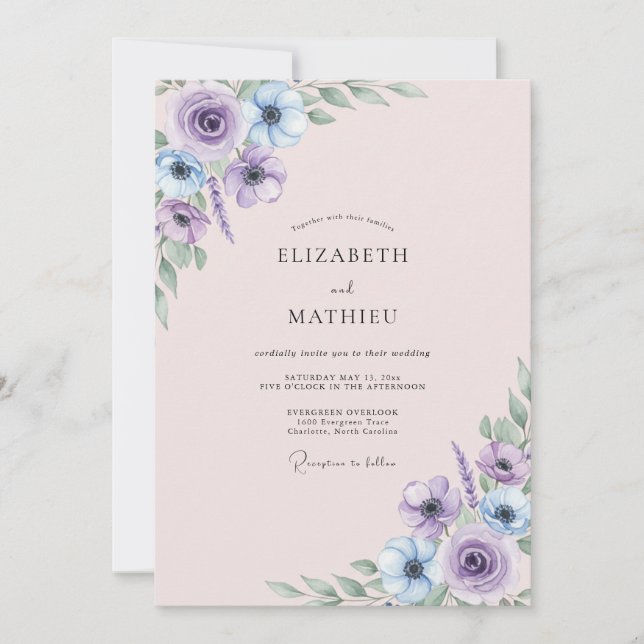 Invitación Boda con Hojas de Orquídea Champagne (Anverso)