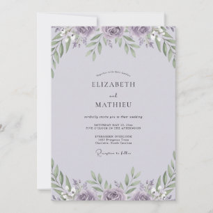 Invitación Boda con Hojas de Peonía Lila