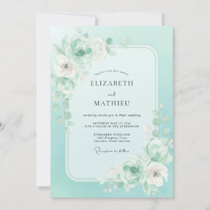 Invitación Boda con Hojas de Peonía Mentolada