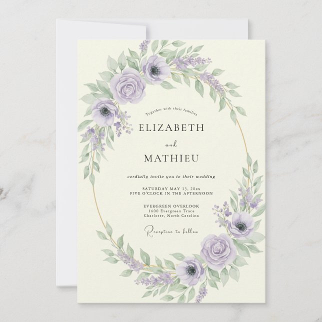 Invitación Boda con Hojas de Pistacho (Anverso)