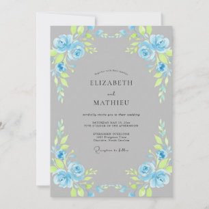 Invitación Boda con Hojas de Pizarra Azul