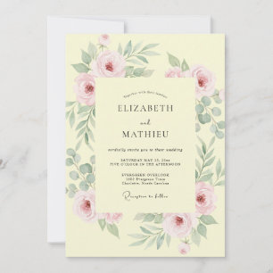 Invitación Boda con Hojas de Salvia Amarilla Pálida