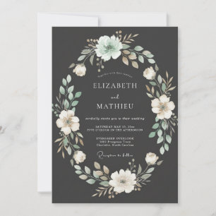 Invitación Boda con Hojas de Salvia y Carbón