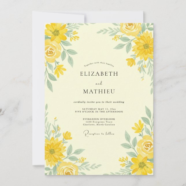 Invitación Boda con Hojas de Salvia y Limón (Anverso)