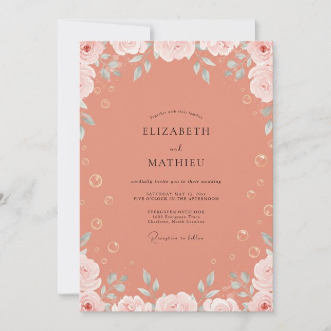Invitación Boda con Hojas de Terracota Cálida (Anverso)