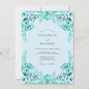 Invitación Boda con Hojas de Turquesa