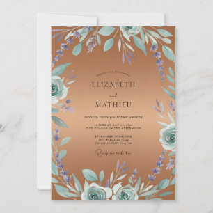Invitación Boda con Hojas de Vinca Cobre