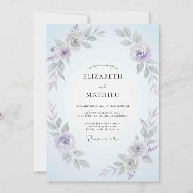 Invitación Boda con Hojas de Vinca Costera (Anverso)