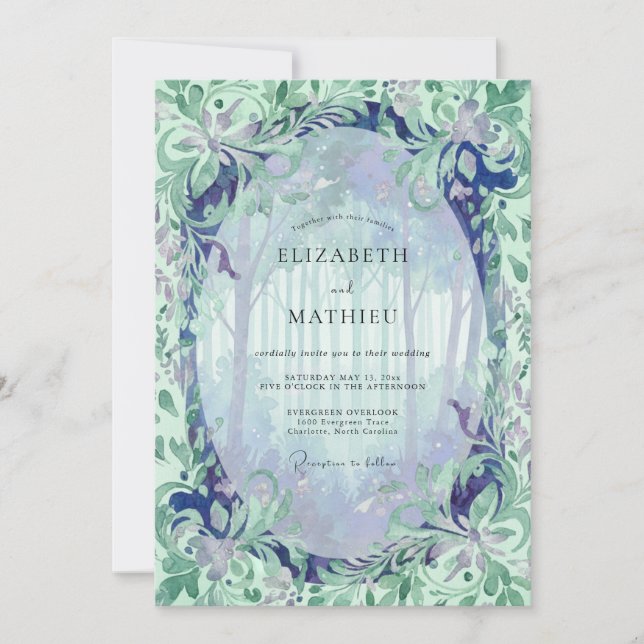 Invitación Boda con Hojas de Vinca de Menta (Anverso)