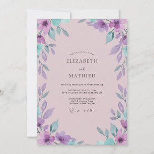Invitación Boda con Hojas de Violeta Malva