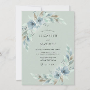Invitación Boda con Hojas Plateadas de Pizarra