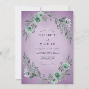 Invitación Boda con hojas violetas de espuma de mar
