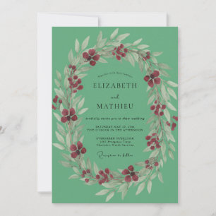 Invitación Boda con Hojas y Bayas de Espuma de Mar