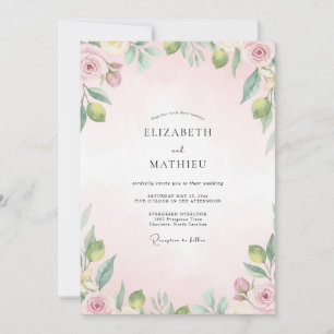 Invitación Boda con Hojas y Oliva Melocotón