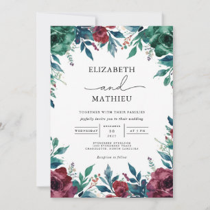 Invitación Boda con hongos florales profundos