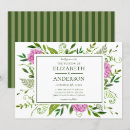 Invitación Boda con Hortensias Rosadas