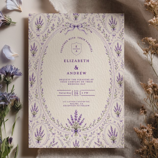 Invitación Boda con lazo de lavanda (Subido por el creador)