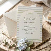 Boda con lazo de rayas verde salvia