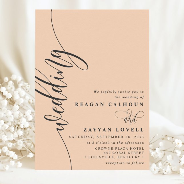 Invitación Boda con letra de Caligrafía Elegante de Melocotón (Subido por el creador)