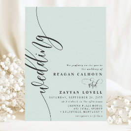 Invitación Boda con letra de Caligrafía Elegante de Menta Pas