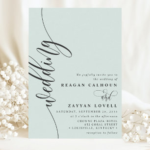Invitación Boda con letra de Caligrafía Elegante de Menta Pas