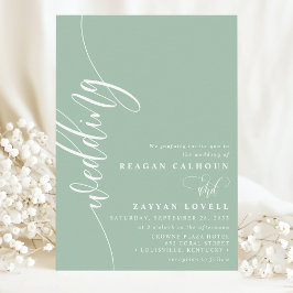 Invitación Boda con letra de caligrafía elegante de menta pol