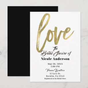 Invitación Boda con letra de pincel moderna de amor dorado