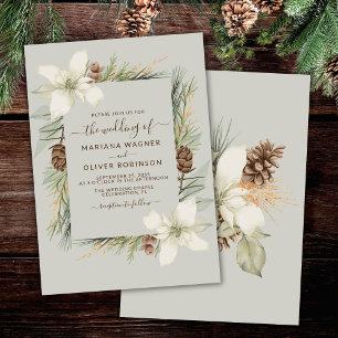 Invitación Boda con letra elegante beige de invierno