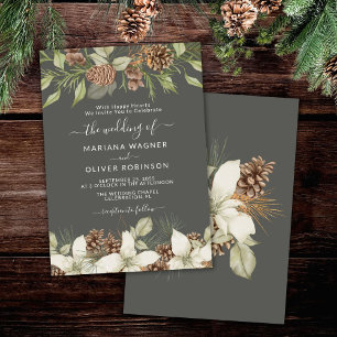 Invitación Boda con letra elegante gris de invierno