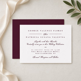 Invitación Boda con Letra Formal de Borgoña