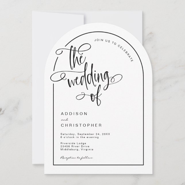 Invitación Boda con letra manuscrita moderna (Anverso)
