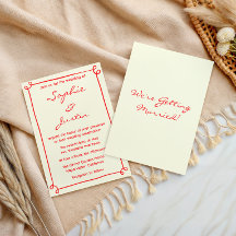 Boda con letra manuscrita roja minimalista