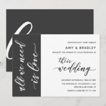 Boda con letra moderna gris oscuro y blanco