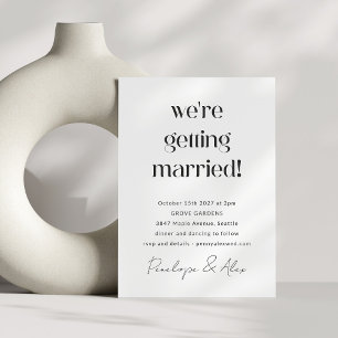 Invitación Boda con letra moderna minimalista informal divert