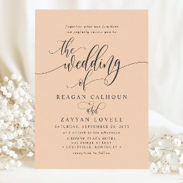 Invitación Boda con Letra Moderna Simple de Melocotón Suave