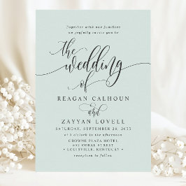Invitación Boda con Letra Moderna Simple de Menta Pastel
