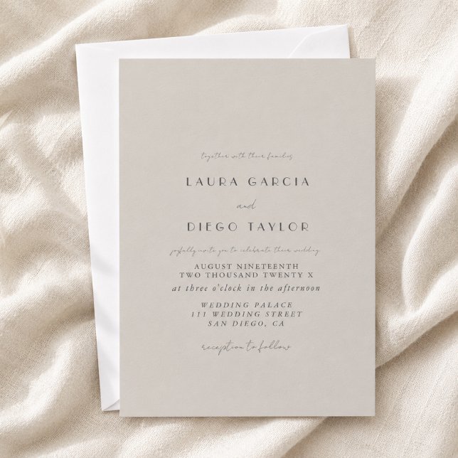 Invitación Boda con letra script gris pastel (Subido por el creador)