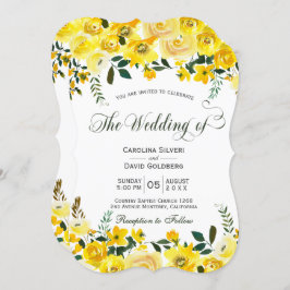Invitación Boda con letras de color amarillo rosa amarillo ve