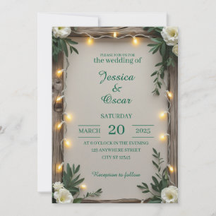 Invitación Boda con Luces de Hada Rústicas