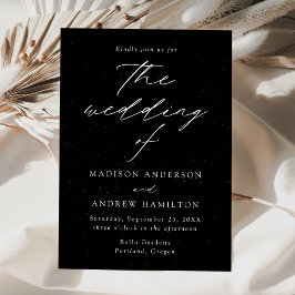 Invitación Boda con manchas en blanco y negro de letra modern