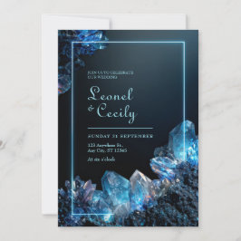 Invitación Boda con Marco de Cristal Electric Blue Neon Cyan 