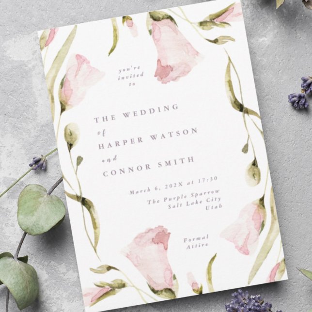 Invitación Boda con marco de flor silvestre Spring Boho Flow (Subido por el creador)