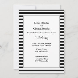 Invitación Boda con marco de franjas blancas/negras
