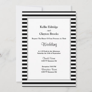 Invitación Boda con marco de franjas blancas/negras