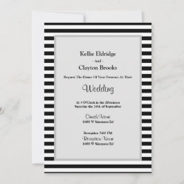 Invitación Boda con marco de franjas blancas/negras