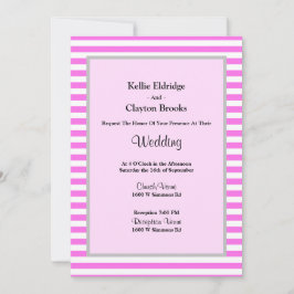 Invitación Boda con marco de franjas rosadas/blancas