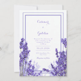 Invitación Boda con Marco de Índigo Lavanda Púrpura Vibrante