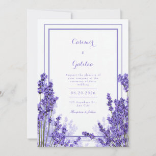 Invitación Boda con Marco de Índigo Lavanda Púrpura Vibrante