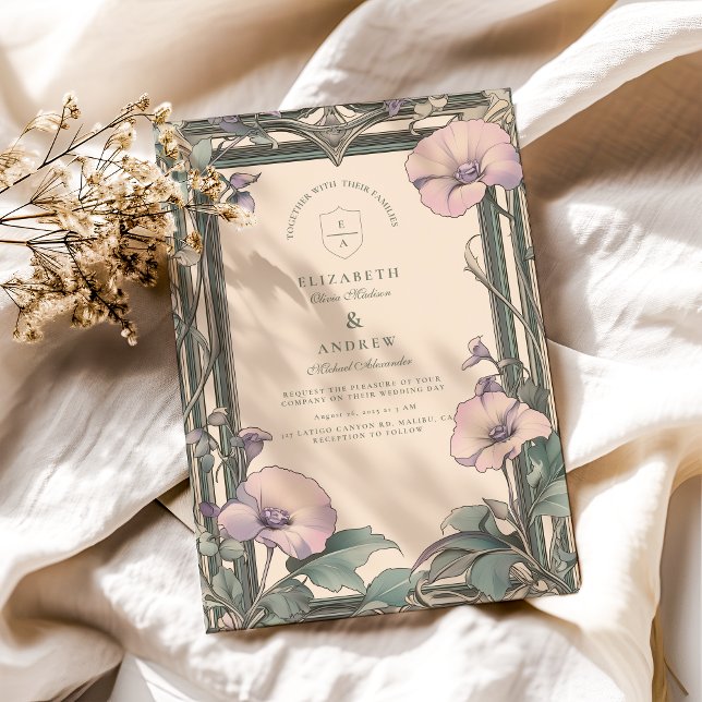 Invitación Boda con marco de lavanda polvorienta (Subido por el creador)